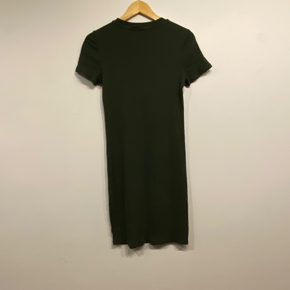 Zara Dark Green Ribbed Crew Neck Bodycon Midi Dress Size Large - Picture 4 of 4